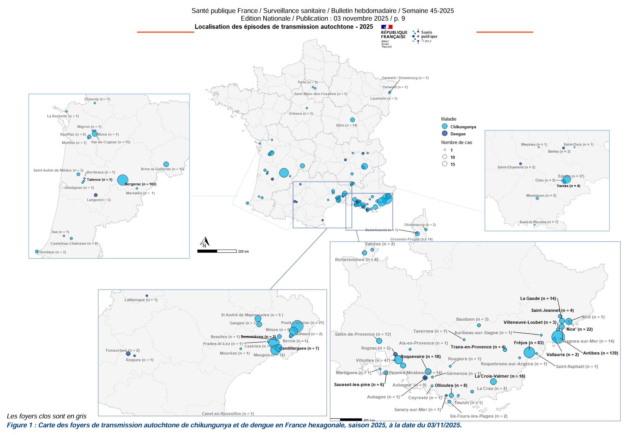 Cas de chikungunya en France métropolitaine depuis le 1er mai 2025