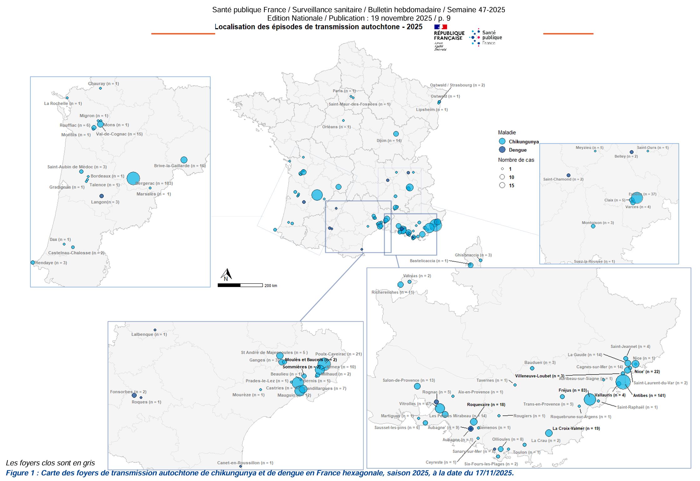 Cas de chikungunya en France métropolitaine depuis le 1er mai 2025