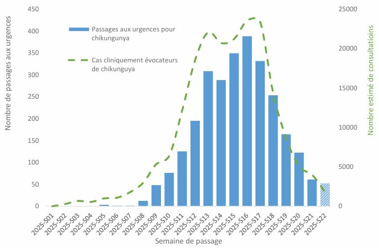 Evolution du nombre de passage aux urgences à La réunion